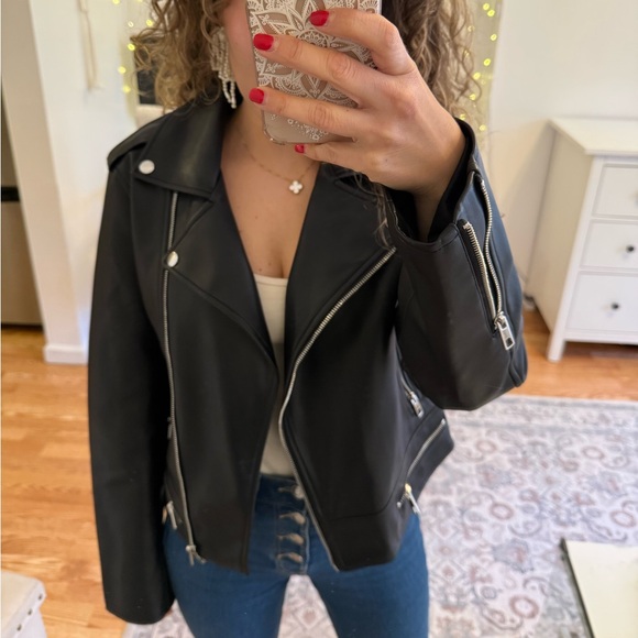 Zara Oversized Black Leather Jacket - Picture 2 of 12